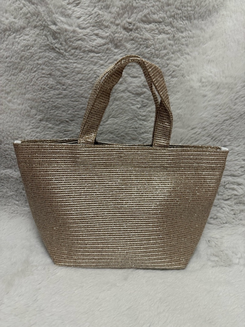 Dior Gold Metallic Straw Tote Bag with Logo Accent- GWP - Picture 2 of 12